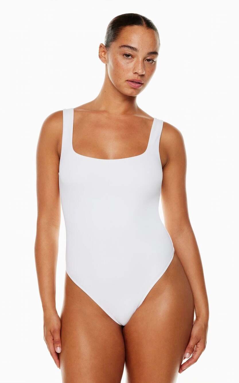 Aritzia Contour Square-Neck Tank Bodysuit White